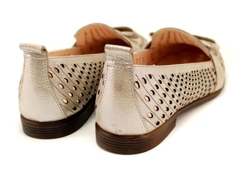 Pantofi de vară pentru dama cu perforație din satin bej 1015 BJ