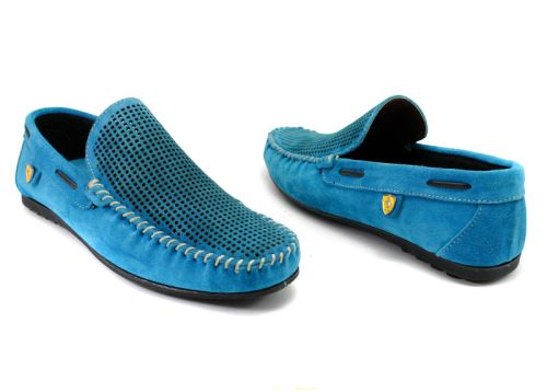 Mocasini Barbati in albastru deschis / turcoaz / 506 TU