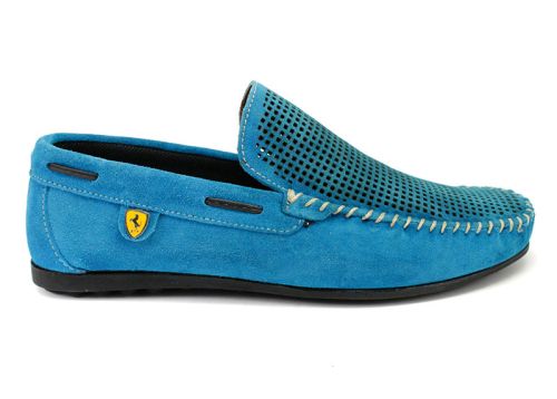 Mocasini Barbati in albastru deschis / turcoaz / 506 TU
