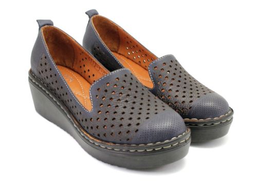 Pantofi dama de vara cu perforatie in albastru inchis 6113-1 SN