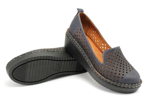 Pantofi dama de vara cu perforatie in albastru inchis 6113-1 SN