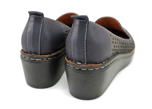 Pantofi dama de vara cu perforatie in albastru inchis 6113-1 SN