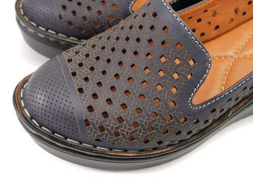 Pantofi dama de vara cu perforatie in albastru inchis 6113-1 SN