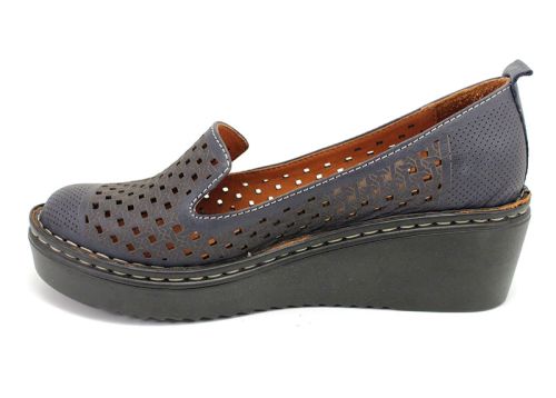 Pantofi dama de vara cu perforatie in albastru inchis 6113-1 SN