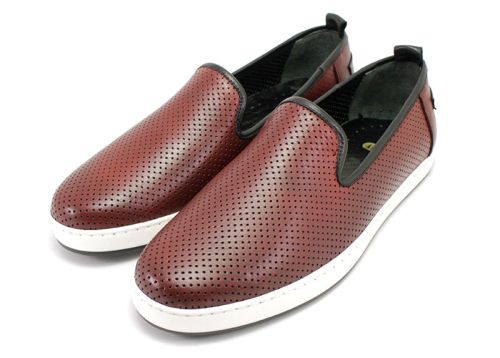 Pantofi moale barbati in intuneric visiniu 701p BR