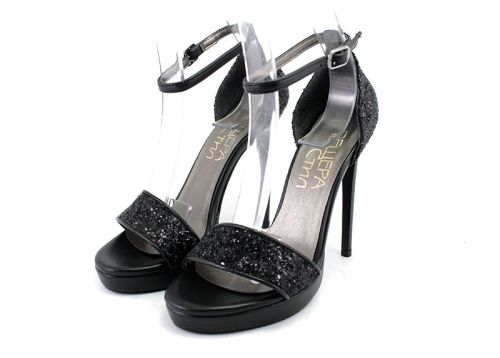 Sandale elegante dama cu platforma in negru 884-1 CH