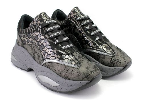 Pantofi sport de damă pentru purtarea zilnică în culori exotice din piele naturală - 222.1 SZ