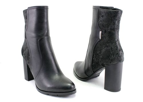 Botine de damă din piele naturală în negru 316 CH