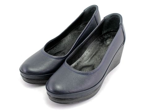 Pantofi de damă cu platformă în albastru închis potriviti pentru ținuta de zi cu zi și formală - 2300 SN
