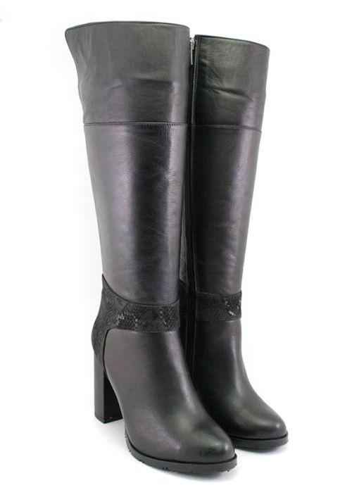 Cizme dama elegante din piele naturala cu fermoar lateral, in negru - Model BELLA