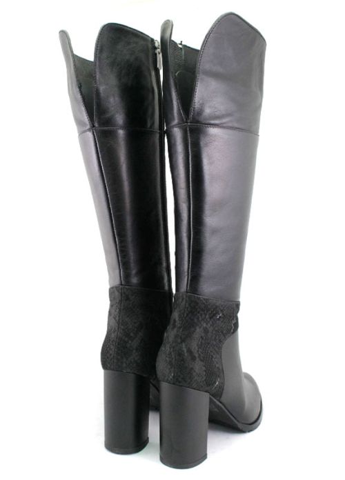 Cizme dama elegante din piele naturala cu fermoar lateral, in negru - Model BELLA