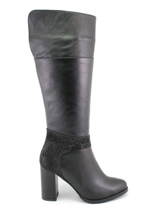 Cizme dama elegante din piele naturala cu fermoar lateral, in negru - Model BELLA