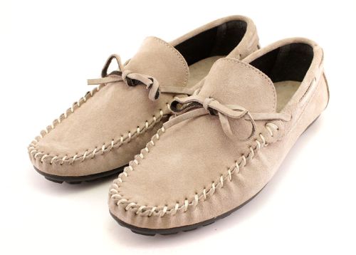 Mocasini barbati Suede natural Culoare bej - Model Mark.