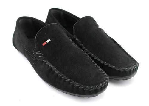 Mocasini de piele intoarsa pentru barbati in albastru, model Maxim.