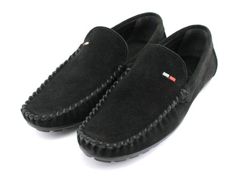 Mocasini de piele intoarsa pentru barbati in albastru, model Maxim.
