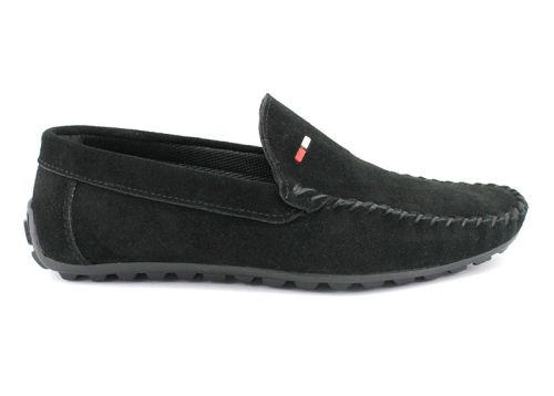 Mocasini de piele intoarsa pentru barbati in albastru, model Maxim.