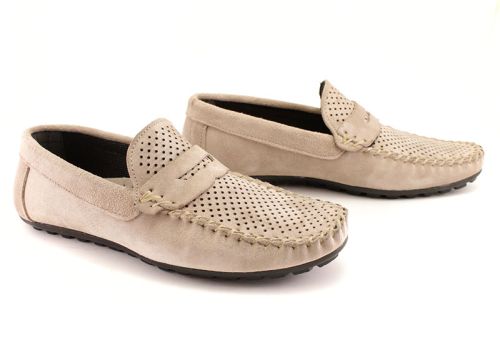 Mocasini barbati Piele intoarsa Coloare bej - model Manuel
