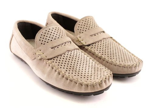 Mocasini barbati Piele intoarsa Coloare bej - model Manuel