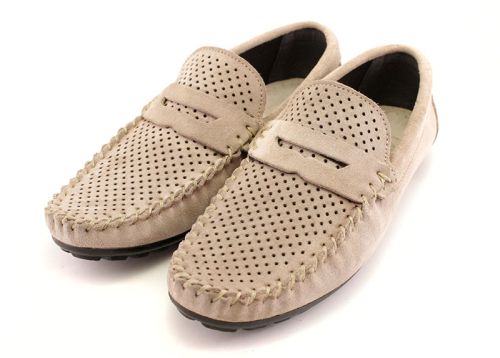 Mocasini barbati Piele intoarsa Coloare bej - model Manuel