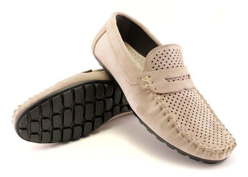 Mocasini barbati Piele intoarsa Coloare bej - model Manuel