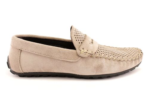 Mocasini barbati Piele intoarsa Coloare bej - model Manuel