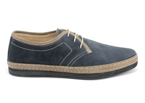 Pantofi casual barbatesti din nubuc natural de culoare albastru inchis. Căptușeală și branț din piele naturală. Talpă din cauciuc. Modelul Zachary.