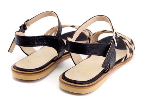 Sandale dama plate negre - Model Tamara