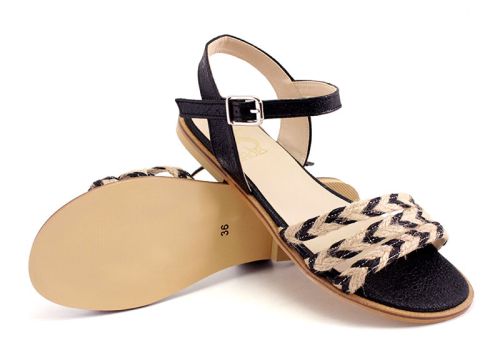 Sandale dama plate negre - Model Tamara