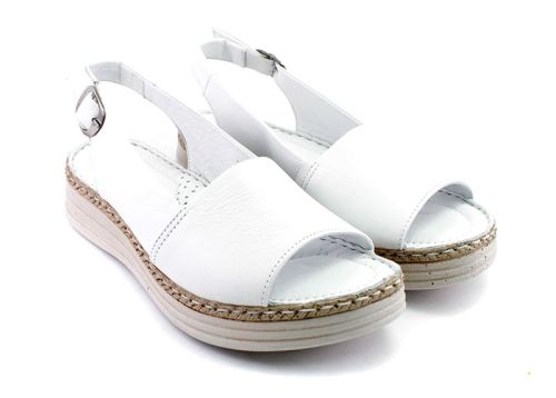 Sandale de damă joase în alb - Model Presiana