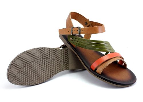 Sandale dama plate din piele - Model Adi