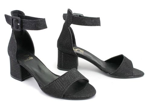 Sandale cu toc negru pentru femei, negru - Model Vega