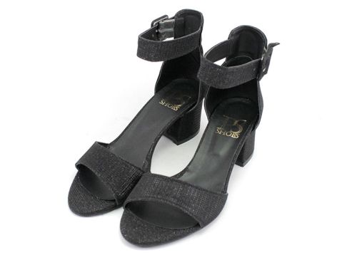 Sandale cu toc negru pentru femei, negru - Model Vega