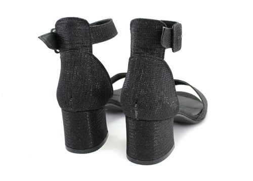 Sandale cu toc negru pentru femei, negru - Model Vega
