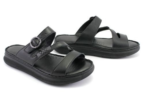 Papuci pentru femei cu platformă joasă în negru - Model Kalya
