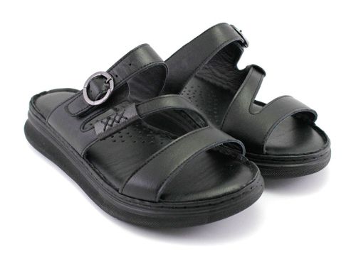 Papuci pentru femei cu platformă joasă în negru - Model Kalya