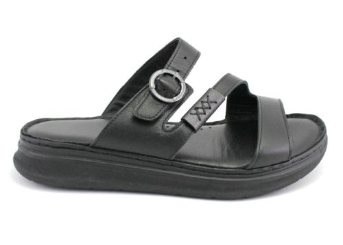 Papuci pentru femei cu platformă joasă în negru - Model Kalya