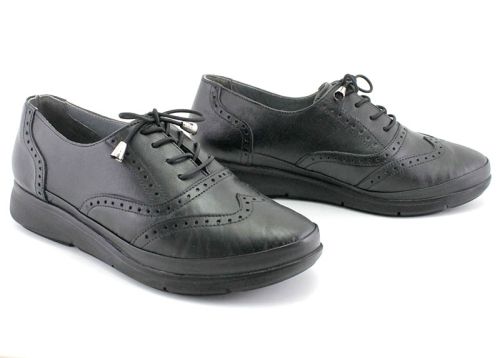 Pantofi casual dama din piele naturală negru - model Lorena