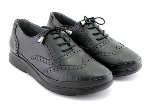 Pantofi casual dama din piele naturală negru - model Lorena