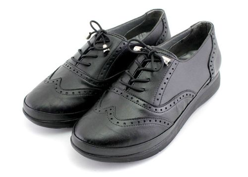 Pantofi casual dama din piele naturală negru - model Lorena