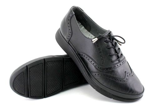 Pantofi casual dama din piele naturală negru - model Lorena