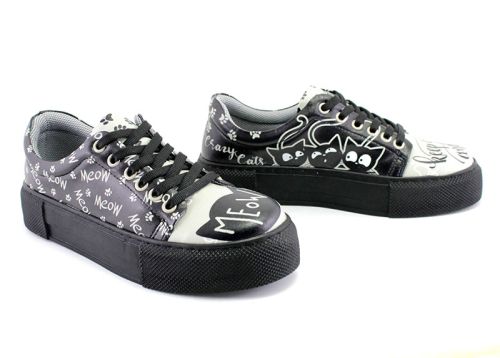 Pantofi sport de damă în negru cu inscripții - Model Luana