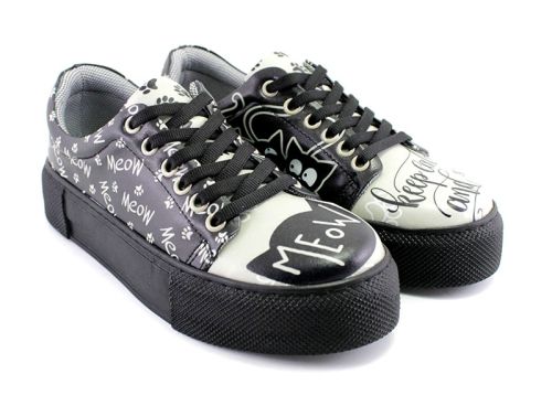 Pantofi sport de damă în negru cu inscripții - Model Luana