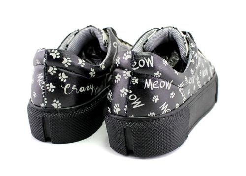 Pantofi sport de damă în negru cu inscripții - Model Luana