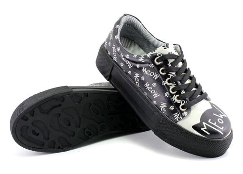 Pantofi sport de damă în negru cu inscripții - Model Luana