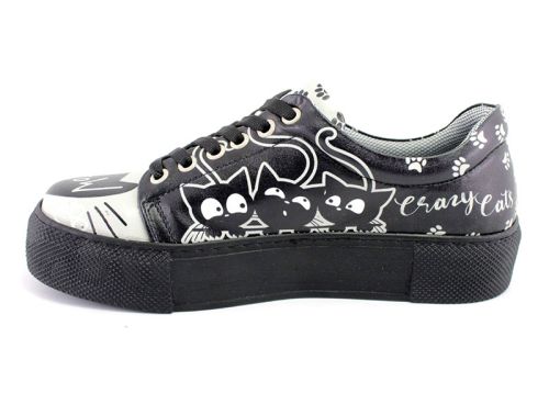 Pantofi sport de damă în negru cu inscripții - Model Luana