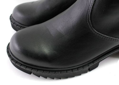 Ghete de damă cu fermoar lateral și șireturi în spate în negru - Model Belen.