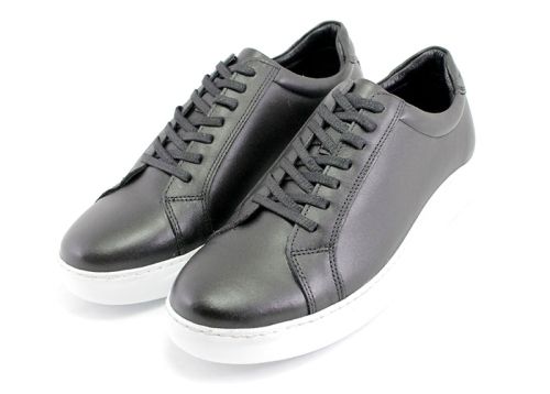 Pantofi barbati din piele negri cu talpa alba - Model Lazaro