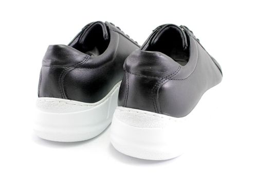 Pantofi barbati din piele negri cu talpa alba - Model Lazaro