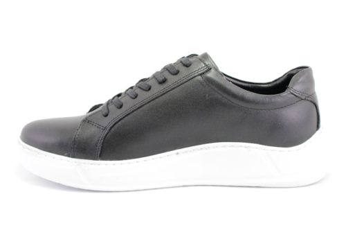 Pantofi barbati din piele negri cu talpa alba - Model Lazaro