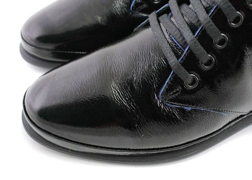 Botine elegante pentru femei, cu fermoar lateral și șireturi în negru și albastru - Model Ilana.